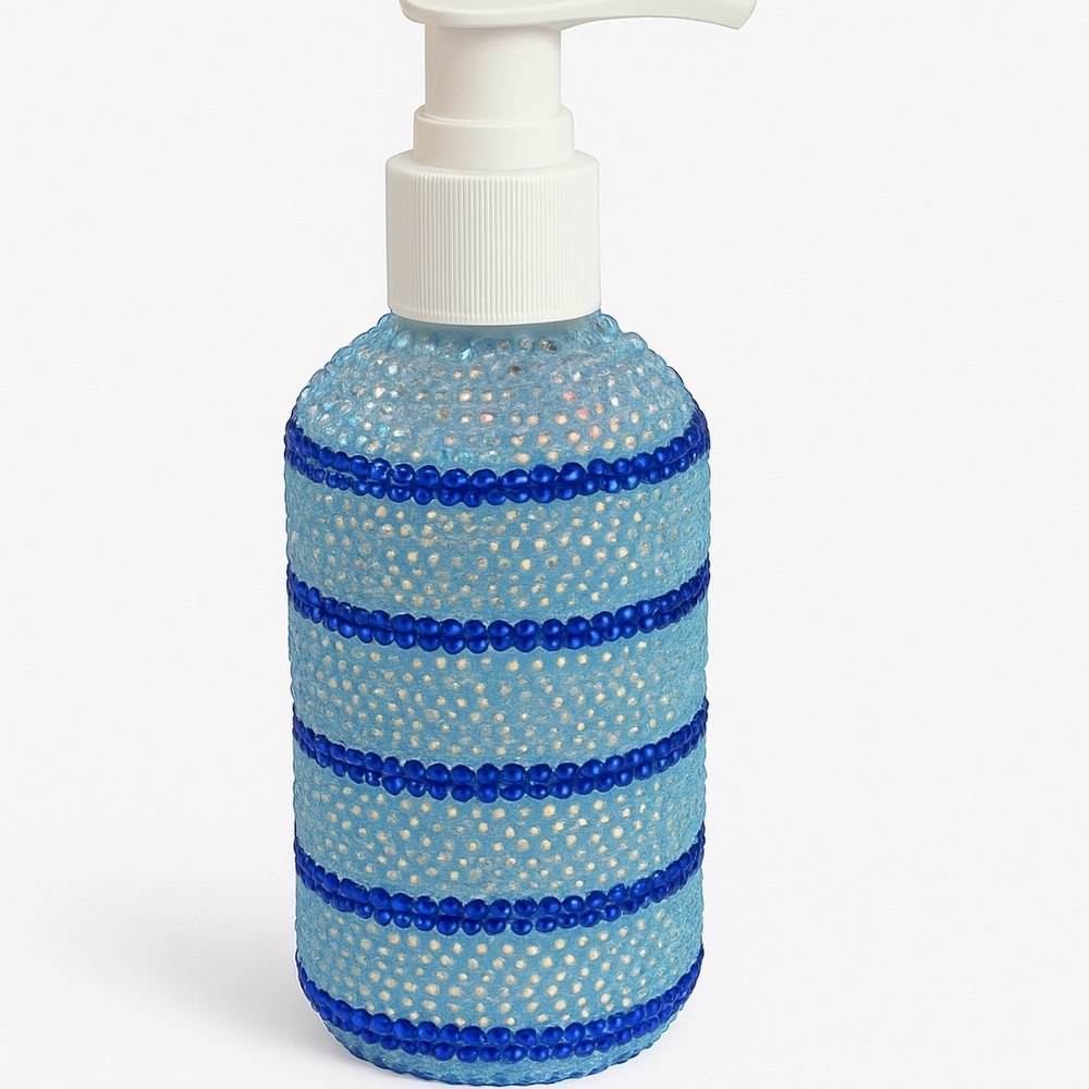 *HANDMADE Blue BEDAZZLED Soap Dispenser